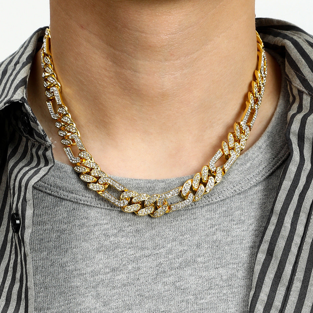 Diamond-embedded Cuban Necklace Trendy Hip Hop