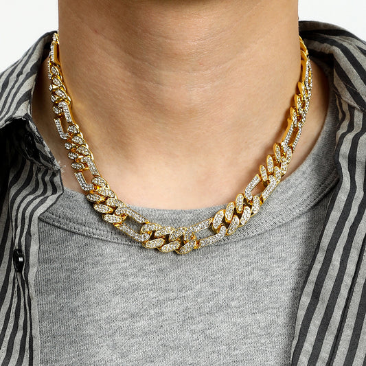 Diamond-embedded Cuban Necklace Trendy Hip Hop
