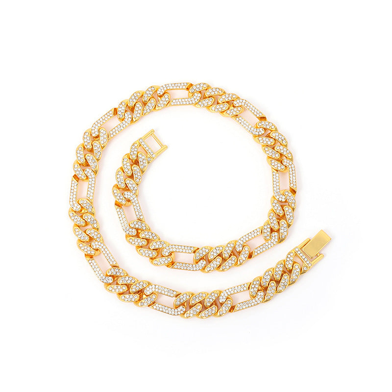 Diamond-embedded Cuban Necklace Trendy Hip Hop