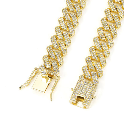 Diamond-shaped Cuban Zinc Alloy Hip Hop Necklace
