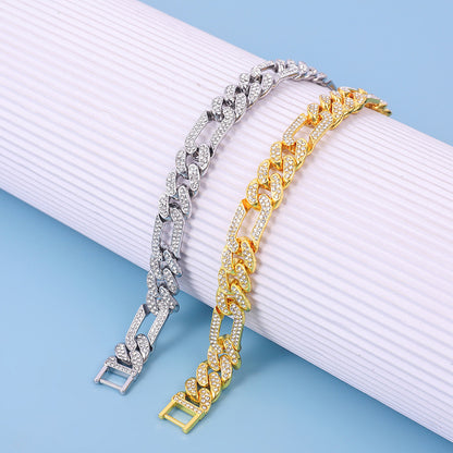 Diamond-embedded Cuban Necklace Trendy Hip Hop