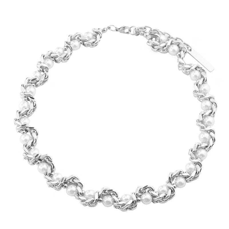 Light Luxury Minority Design Sense Punk Hip Hop Advanced Heavy Industry Pearl Necklace For Women