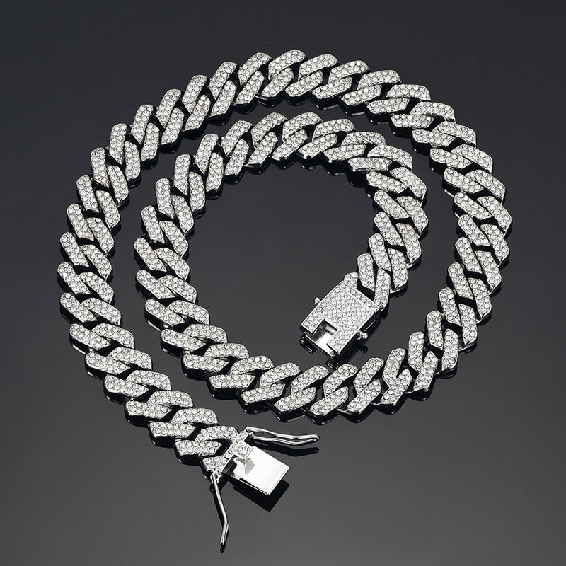 Diamond-shaped Cuban Zinc Alloy Hip Hop Necklace