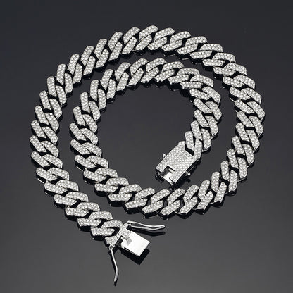 Diamond-shaped Cuban Zinc Alloy Hip Hop Necklace