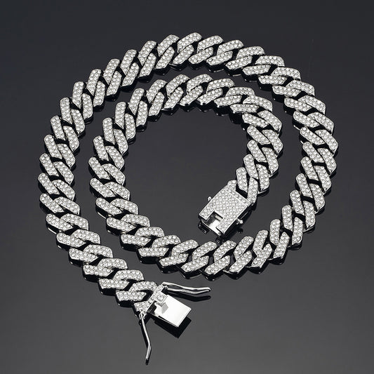 Diamond-shaped Cuban Zinc Alloy Hip Hop Necklace