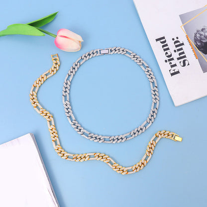 Diamond-embedded Cuban Necklace Trendy Hip Hop