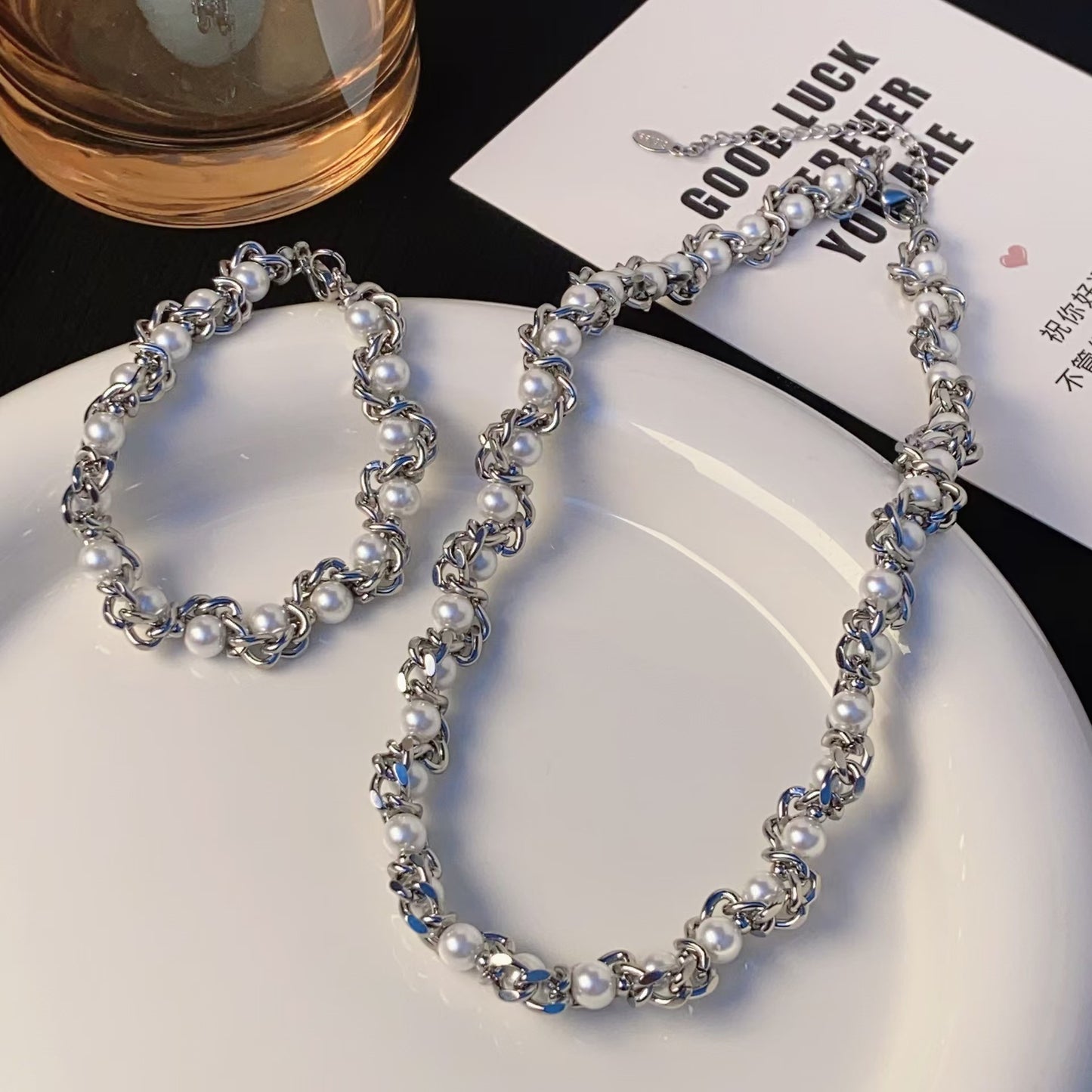 Light Luxury Minority Design Sense Punk Hip Hop Advanced Heavy Industry Pearl Necklace For Women