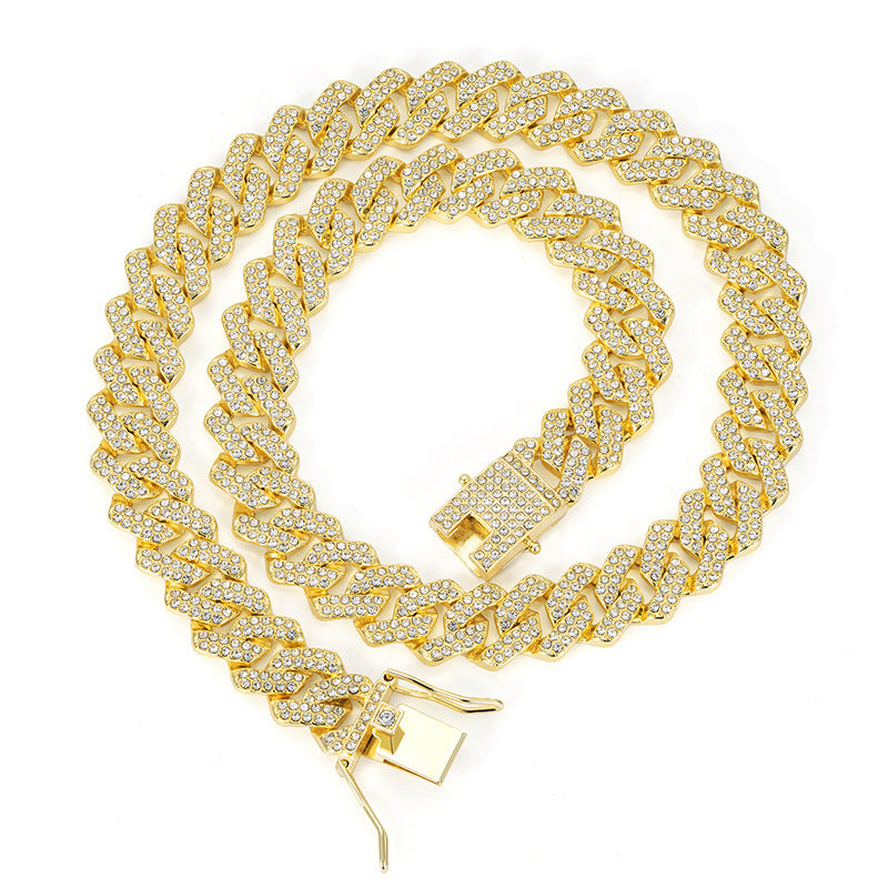 Diamond-shaped Cuban Zinc Alloy Hip Hop Necklace