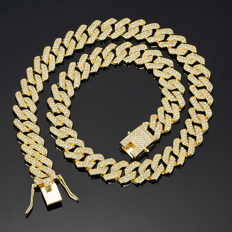 Diamond-shaped Cuban Zinc Alloy Hip Hop Necklace