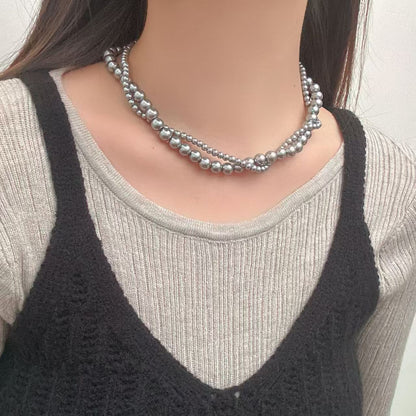 Light Luxury Minority Design Sense Punk Hip Hop Advanced Heavy Industry Pearl Necklace For Women