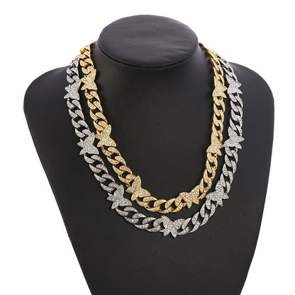 Small Butterfly Chain Diamond Rhinestone Necklaces