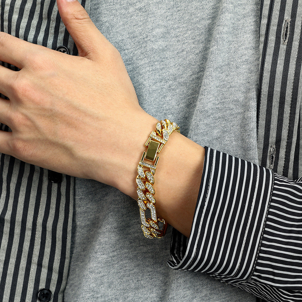 Diamond-embedded Cuban Necklace Trendy Hip Hop