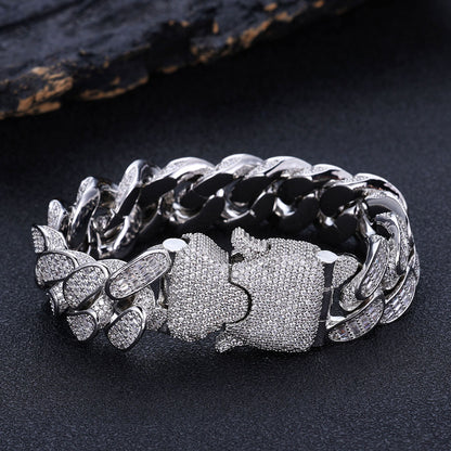 Hip Hop Jewelry Three Rows T Square Zircon Cuban Link Chain